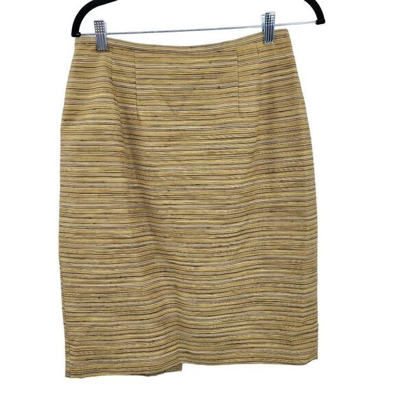 Vintage 80's Kay Unger Skirt Suit 10 Mustard Striped Alpaca‎ Front Tie Tea Mod - Picture 10 of 17